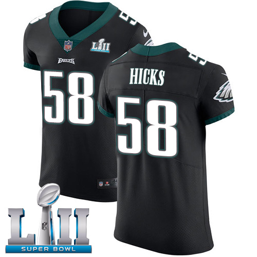 Nike Eagles #58 Jordan Hicks Black Alternate Super Bowl LII Men's Stitched NFL Vapor Untouchable Elite Jersey
